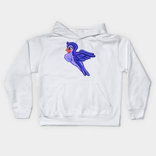 Flying Indigo Cartoon Bird Kids Hoodie